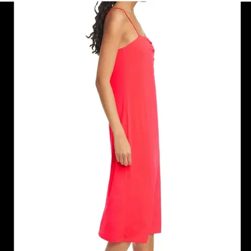 Le Superbe NWT Entourage Midi Slip Dress Hot Pink Coral Neon Slinky Satin size S