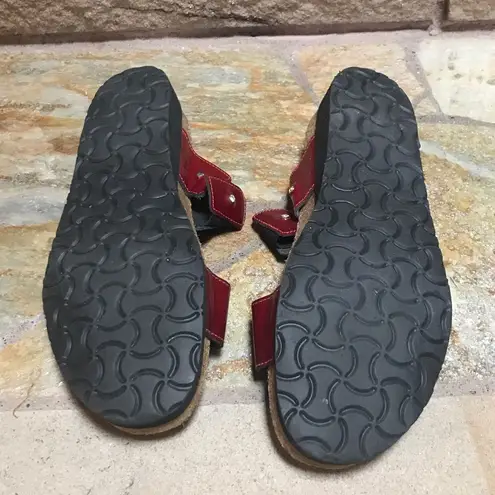 Naot Ashley Rhinestone slide sandals leather burgundy patent 42 11 Red