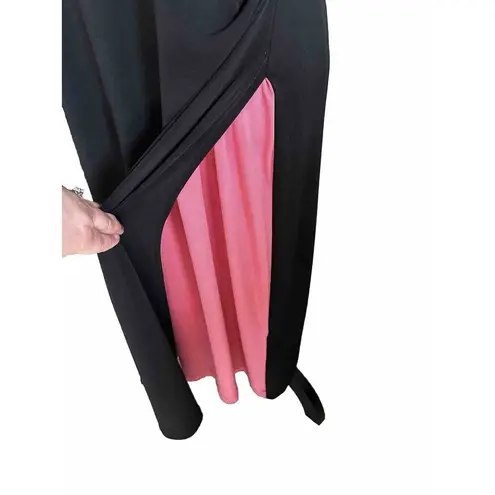 Connected Apparel Midi Black Cap Sleeve Stretch Dress White Peek-a-boo Pink 16