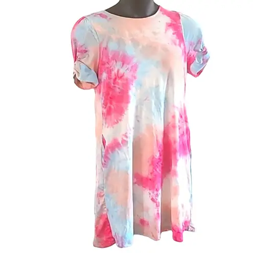 Good Luck Gem NWT Women’s Multicolor Tie-Dye Puff Sleeve T-Shirt Dress XL