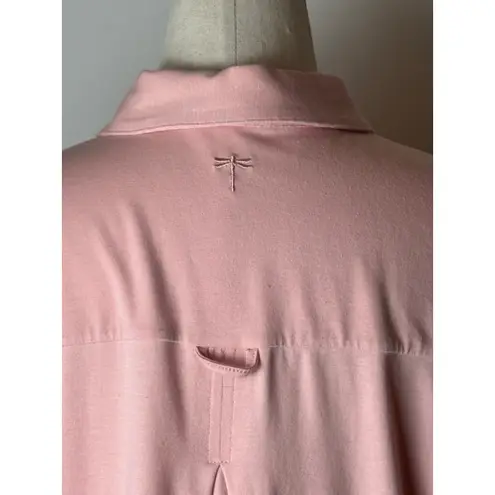 Tyler Boe Shirt Women Large Pink Knit Long Roll Tab Sleeve Button Down Preppy