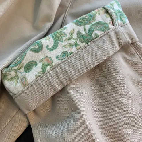 LL Bean Khaki Cotton Flannel Lined Pants Women 10 Petite Warm Preppy Retro Basic Tan Size 10P