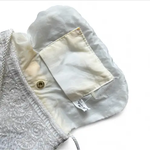 Vintage White Beaded crossbody purse bridal prom formal whimygoth retro