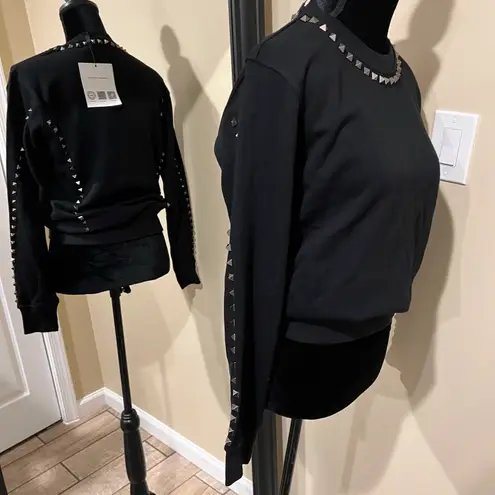 Studded Sweatshirt Sweater Blouse Short T