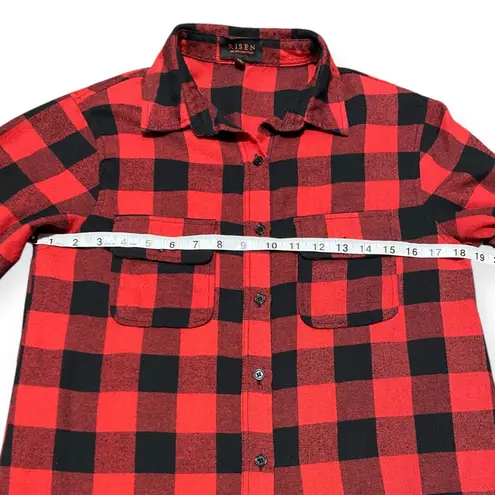 Risen Women’s Black Red Plaid Button Down Flannel Shirt Size M Excellent