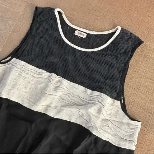 L'Agence l’agence black cream mesh panel tank top