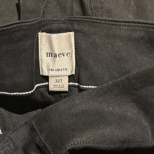 Maeve Anthropologie The Colette Linen Blend Crop Wide-Leg Pants Black 32T Black - Image 6