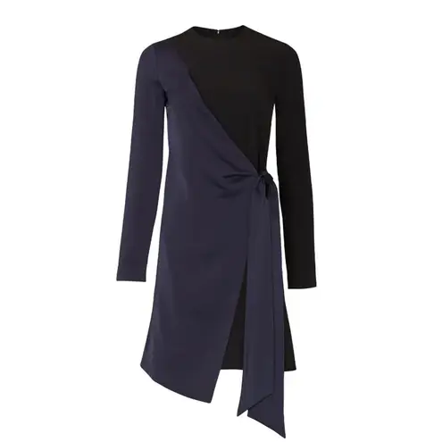 Victoria Beckham Victoria Wrap Panel Dress Women's 2 Blue Black Long Sleeve RTR