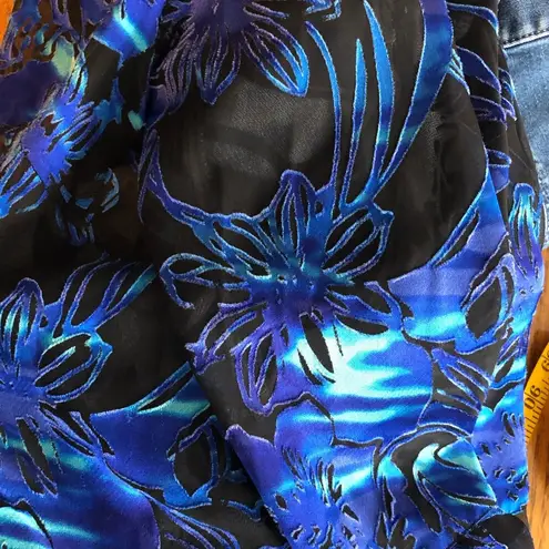 Sheer Blue Floral Kimono Size 22W