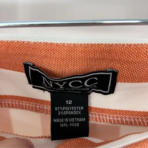 NYCC Striped Women's Shorts with Tie Belt, Sz 12 Orange