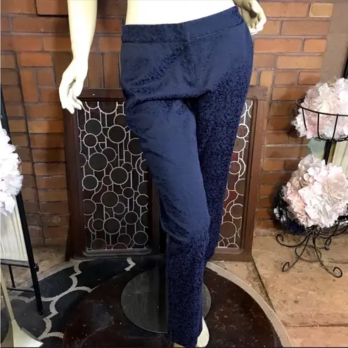 Dana Buchman DARK BLUE & BLACK BROCADE STRAIGHT LEG ANKLE LENGTH TROUSERS (4)