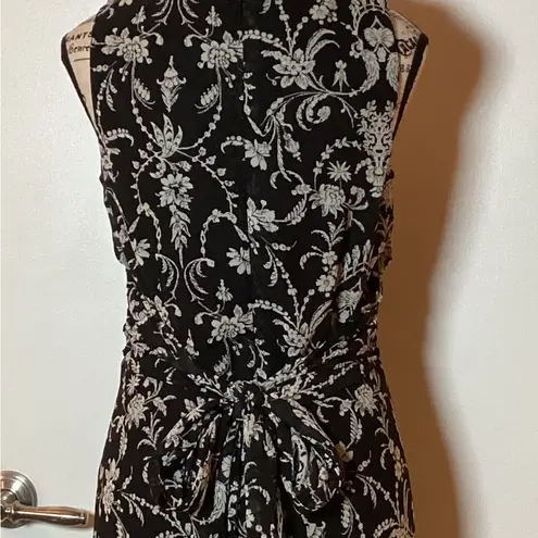 Studio 1940 Maxi Sleeveless Dress Womens 6 Black Floral Lined Tie Zipper…