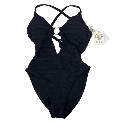 Becca Swim Coast Cutout One Piece Swimsuit Black Gold Size Large NEW with tags!