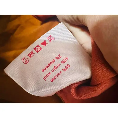 ROKSANDA Burnt Orange Two Tone Colorblock Button Down Wool Blend Shirtdress10 Size 10