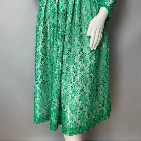 Handmade Dress Green Lace Puffed Sleeves Rosette Waist Halloween Costume Unique