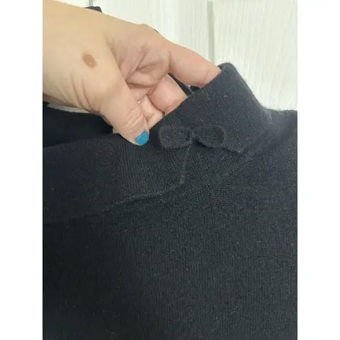 Peck & Peck Black 100% Cashmere Sweater Size Medium Coquette Bows 3/4 Sleeves