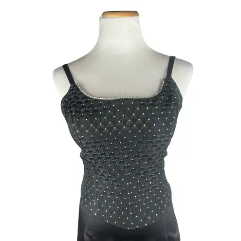 Jessica McClintock GUNNE SAX Formal Corset Maxi Satin 5 Black Rhinestone Dress