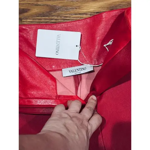 Valentino Garavani Red Bow-Detailed Leather Shorts size EU 38