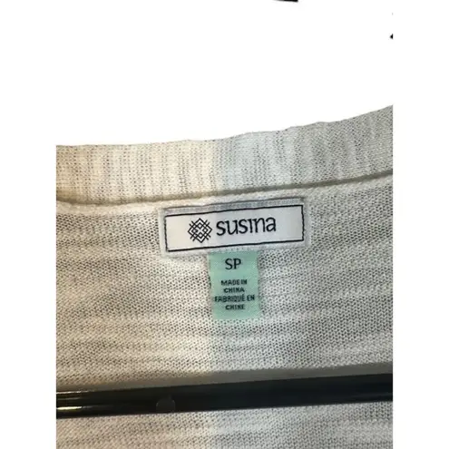 Susina White Long Sleeve Cotton Blend Open Front Knit Cardigan Women Sz SP