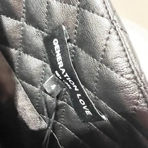 NEW Generation Love Aiza Quilted Faux Vegan Leather Pencil Mini Skirt Black 4