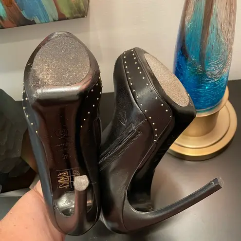 Alexander McQueen leather gold heart stud booties