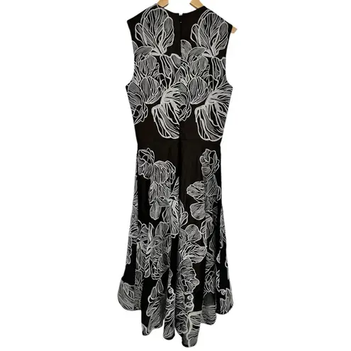 Dress the Population size XS Black Cream Floral Embroidered Dress Sleeveless