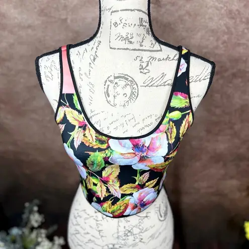 Clover Canyon Reversible Botanical Wave Crop Top Floral Striped M