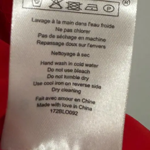 Sézane Sezane Adeline Top Blouse Red Silk Lace Sleeve size 34 XS Small