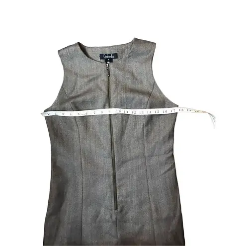 Rafaella Vintage wool sheath gray taupe front zip accent sheath career dress Siz