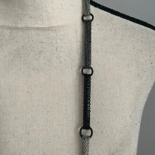 Long Chain Necklace Black Silver Links Statement Necklace Y2K Chunky Whimsy Goth