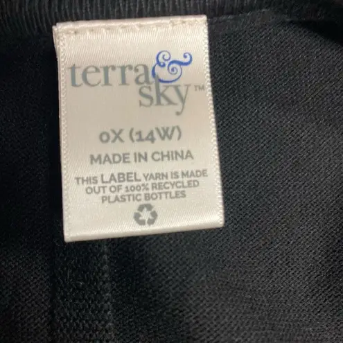 Terra & Sky Women's Black Long Sleeve Open Cardigan Sweater Size 14