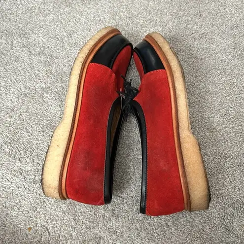 ADIEU LOAFERS SIZE 43. Red and black leather suede