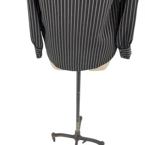Karen Millen  Pinstripe‎ Wrap Blouse Black Long Sleeve Size US 4