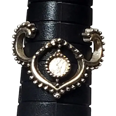 Silver Tone Antlers Ring Missing Cabochon Sz 7.5