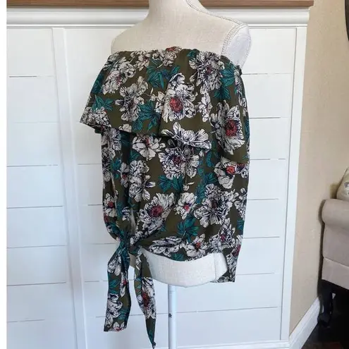 Cherish Aloha Women's Strapless Tropical Wrap Front Tie Poolside Coverup Top - S