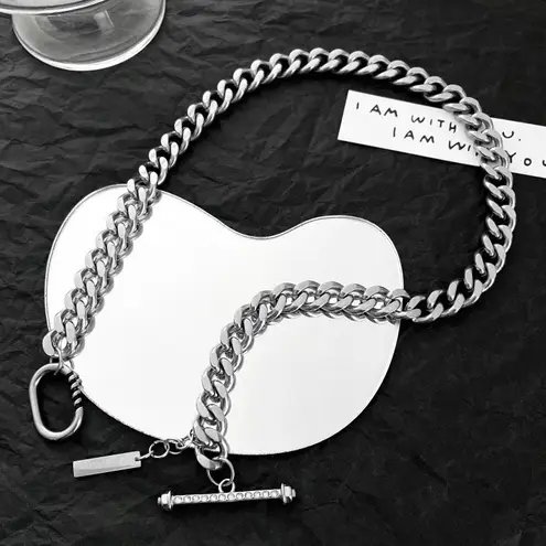 Link Chain Necklace for Men Women Streetwear Unisex Hip Hop Style Silver