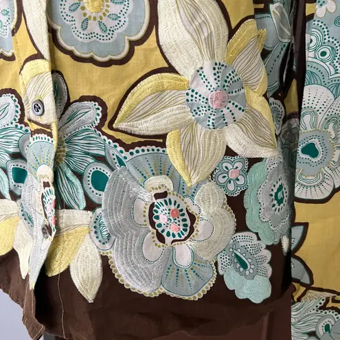 Max Mara Weekend retro floral embroidered button down shirt