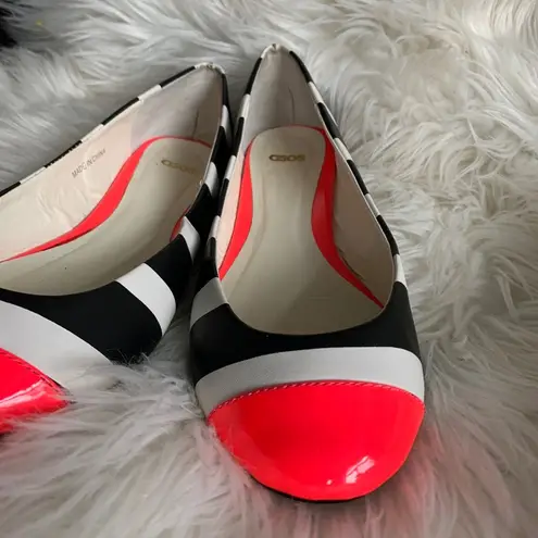 ASOS  Black, White, and Neon Pink Ballet Flats