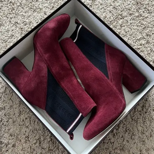 Etienne Aigner Pull-On Boots in Burgundy Suede, Size 11 NEW w/Dust Bag $328