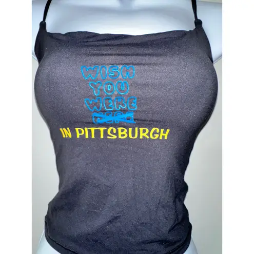 Suuksess Wish You Were Here in Pittsburgh Black Spaghetti Strap Tank Top XS