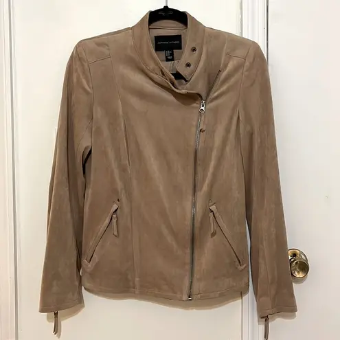 Adrienne Vittadini Tan Faux Suede Moto Jacket