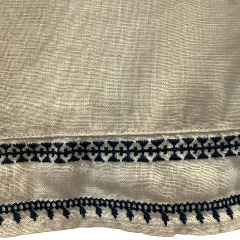 J. Crew Point Sur Linen Embroidered Tank Flutter Sleeves Boho Coastal Cowgirl XS Blue