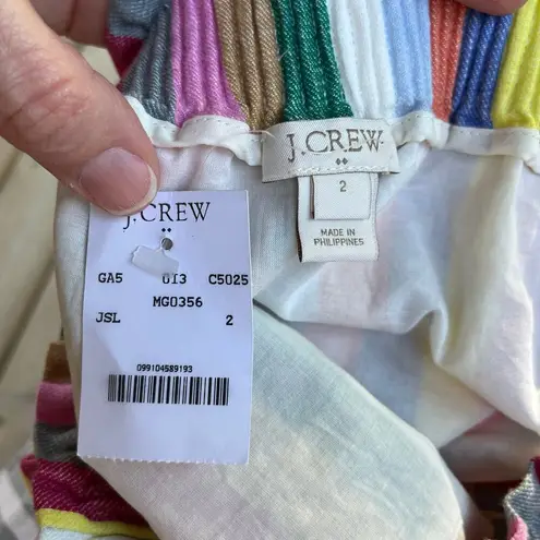 J.Crew Women's Rainbow Striped Pull On Mini Skirt Linen Blend Size 2. NEW