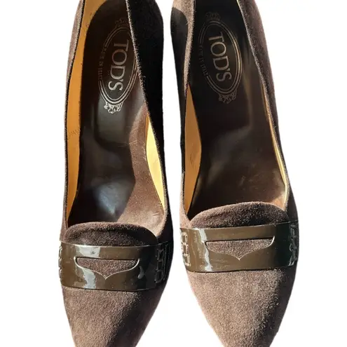 Tod's - Women's  Brown Suede Pump Loafers Heels  41/  US Size 10  Preowned