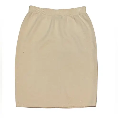 St. John Vintage BASICS by Marie Gray Knit Skirt 10 Cream/Ivory Pencil Made USA