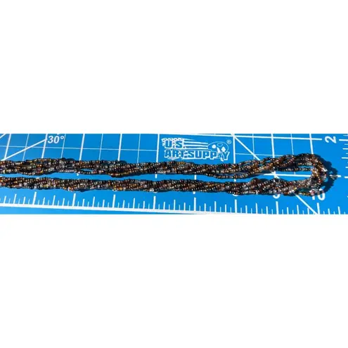Premier Designs Vintage Necklace Multi Strand Seed Bead Gold Tone Black Estate