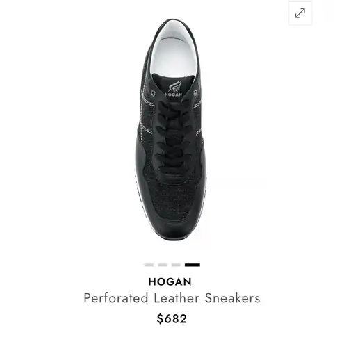 Hogan Women’s Perforated Black & White Metallic Leather Sneakers Size 8