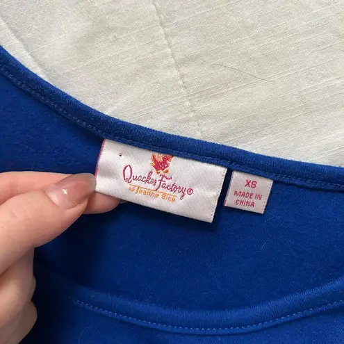 Blue Quacker Factory blue 3/4 length sleeve tee wintery bicycle design Size XS