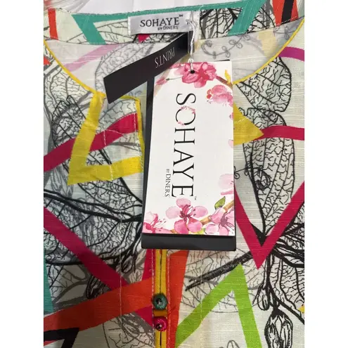 Sohaye By Diners Womens Printed Tunic Kurta L Multicolor Cotton Linen Blend 14 Red Size L