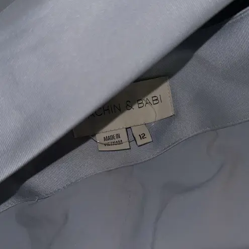 Sachin + Babi NWOT BONNIE one shoulder bow sliver gown Sz 12